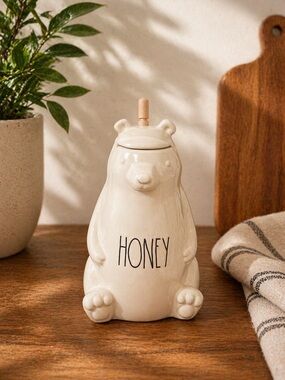 Rae Dunn Ceramic Bear Honey Jar - Cream